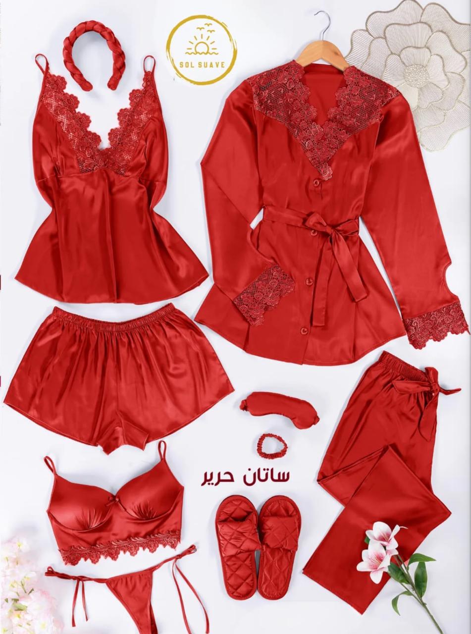 8 Pcs Luxury Imported Silk Nighty Bridal Set
