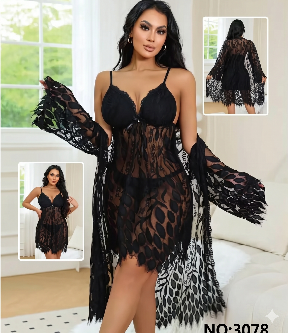 Three Piece Black Angel Night