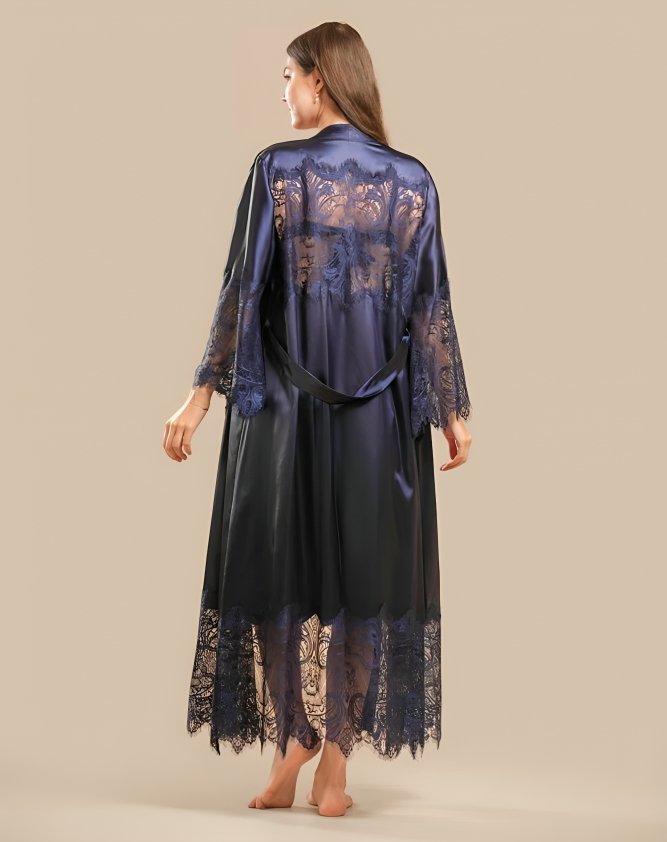 Long Satin & Lace Nightdress & Robe Set