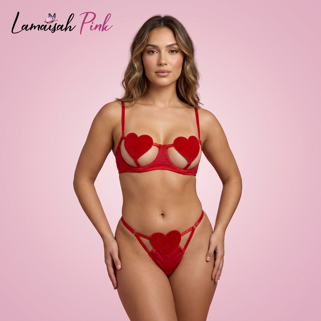 Honeymoon Sheep Heart Bra set