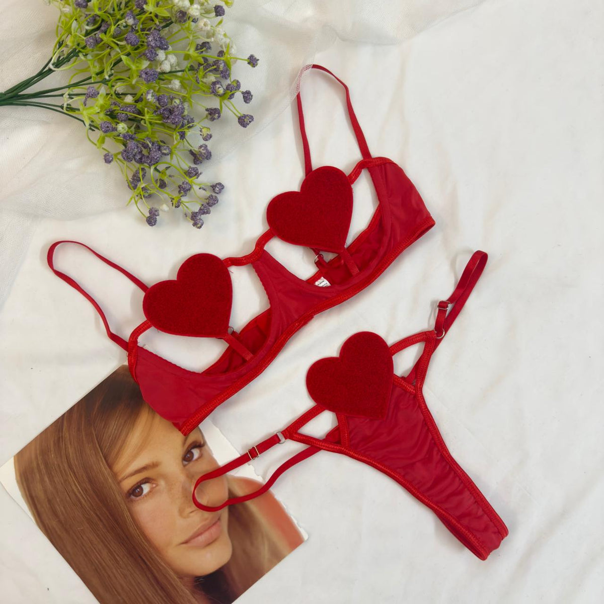 Honeymoon Sheep Heart Bra set