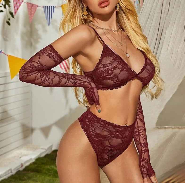 Lacy Lingerie with Gloves