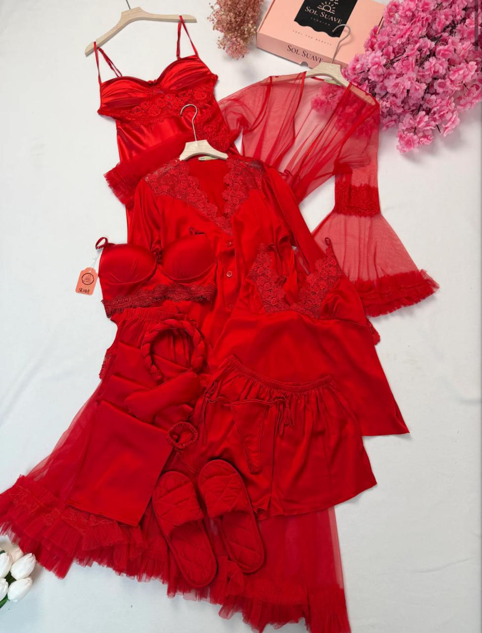 8 Pcs Luxury Imported Silk Nighty Bridal Set